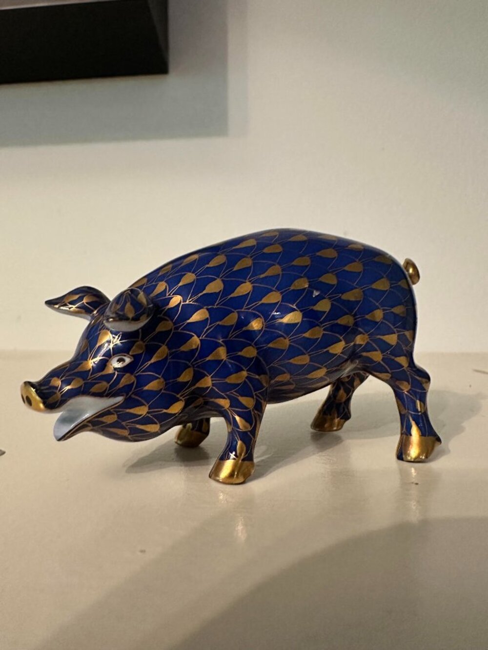 Herend Firgurine - Blue and Gold Fishnet